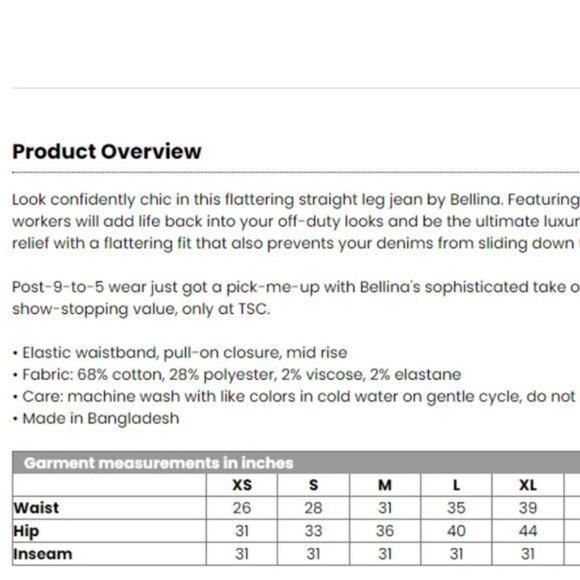 New Bellina Dark Wash Blue Straight Leg Stretch Jeans Size Large bin 4J - Picture 5 of 5